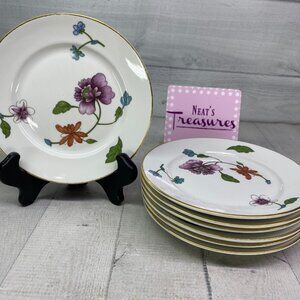 Vintage Royal Worcester ASTLEY Oven Safe Floral Gold Trim Bread Plates Set of 7